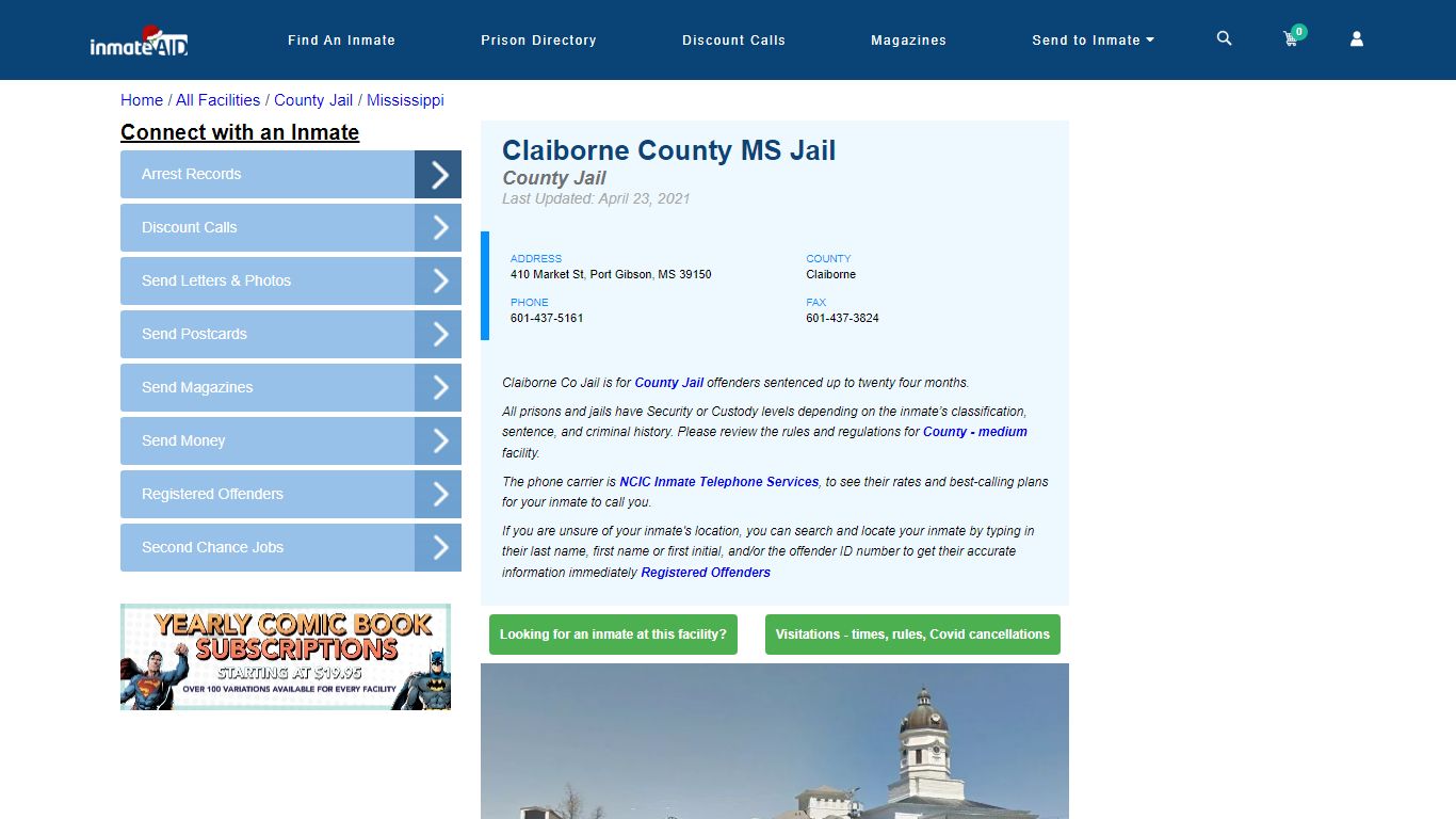 Claiborne County MS Jail - Inmate Locator - Port Gibson, MS